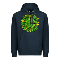 Navy St. Patricks Sunflower With Clover Premium Hoodie - BundleAndBundleShop