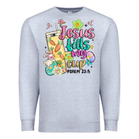 Heather Grey easter jesus fills my cup Premium Sweatshirt - MaliasSmallBusiness