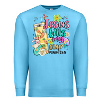 Ocean Blue easter jesus fills my cup Premium Sweatshirt - MaliasSmallBusiness