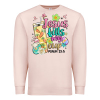 Pale Pink easter jesus fills my cup Premium Sweatshirt - MaliasSmallBusiness