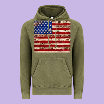 American Flag Leopard Cowhide Vintage Hoodie Designed By Jahusdesignshop