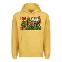 Antique Gold I Dig Christmas Backhoe Loader Premium Hoodie - BundleAndBundleShop