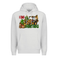 Dove Grey I Dig Christmas Backhoe Loader Premium Hoodie - BundleAndBundleShop