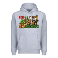 Heather Grey I Dig Christmas Backhoe Loader Premium Hoodie - BundleAndBundleShop