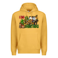 Mustard I Dig Christmas Backhoe Loader Premium Hoodie - BundleAndBundleShop