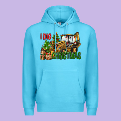 I Dig Christmas Backhoe Loader Premium Hoodie Designed By Bundleandbundleshop