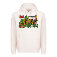Pale Pink I Dig Christmas Backhoe Loader Premium Hoodie - BundleAndBundleShop