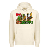 Tofu I Dig Christmas Backhoe Loader Premium Hoodie - BundleAndBundleShop