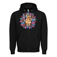 Black easter leopard bunny sunflower Zipper Hoodie - Artiststas
