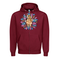 Burgundy easter leopard bunny sunflower Zipper Hoodie - Artiststas