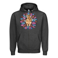 Charcoal Heather easter leopard bunny sunflower Zipper Hoodie - Artiststas