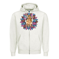 Oatmeal Heather easter leopard bunny sunflower Zipper Hoodie - Artiststas