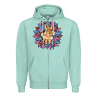 Seafoam easter leopard bunny sunflower Zipper Hoodie - Artiststas