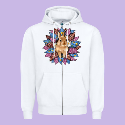 Easter Leopard Bunny Sunflower Zipper Hoodie Designed By Artiststas