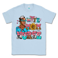 Dusty Blue afro wife mom nurse Classic Tee - AdoDesignShop