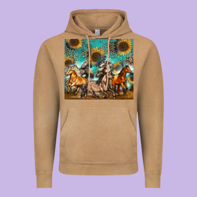 Western Horses Vintage Hoodie Designed By Zillion Design Studio