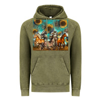 Vintage Olive western horses Vintage Hoodie - Zillion Design Studio