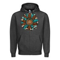 Charcoal Heather gemstone cowhide leopard turquoise sunflower Zipper Hoodie - Artiststas