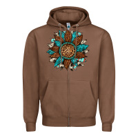 Chestnut gemstone cowhide leopard turquoise sunflower Zipper Hoodie - Artiststas