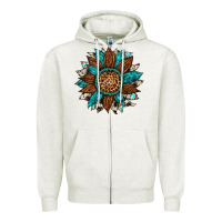 Oatmeal Heather gemstone cowhide leopard turquoise sunflower Zipper Hoodie - Artiststas