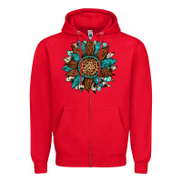 Red gemstone cowhide leopard turquoise sunflower Zipper Hoodie - Artiststas