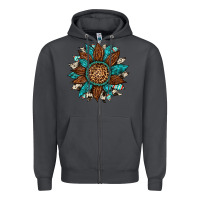 Smoke gemstone cowhide leopard turquoise sunflower Zipper Hoodie - Artiststas