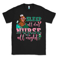 Black afro  nurse sleep all day nurse all night Classic Tee - AdoDesignShop