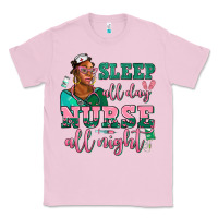 Bubblegum Pink afro  nurse sleep all day nurse all night Classic Tee - AdoDesignShop