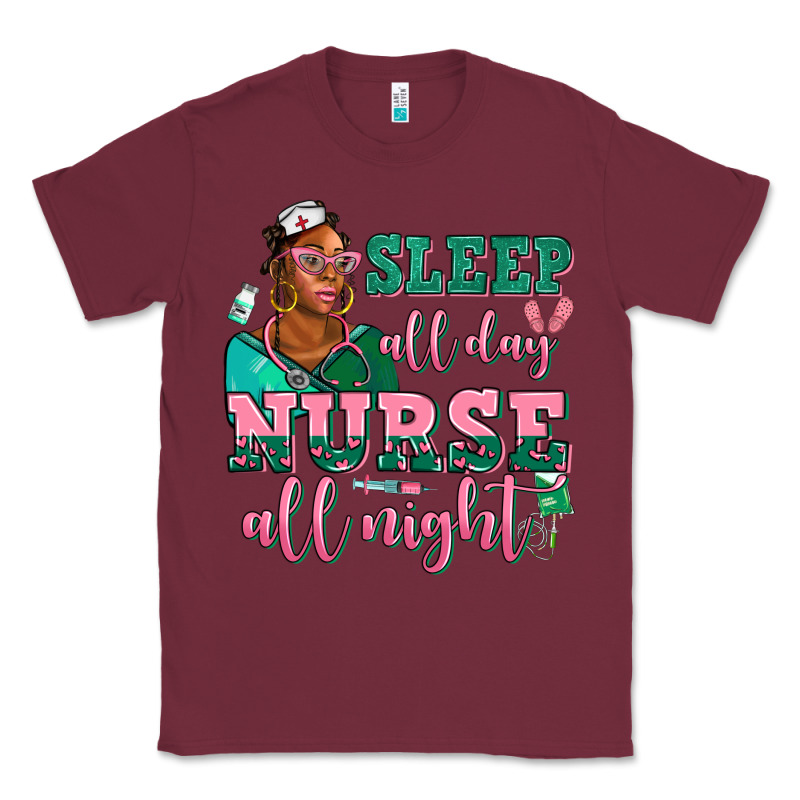 Afro  Nurse Sleep All Day Nurse All Night Classic Tee by AdoDesignShop | Teevron