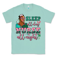 Seafoam afro  nurse sleep all day nurse all night Classic Tee - AdoDesignShop