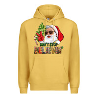 Antique Gold Don't Stop Believing Santa Premium Hoodie - BundleAndBundleShop