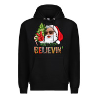 Black Don't Stop Believing Santa Premium Hoodie - BundleAndBundleShop