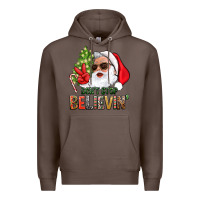 Coffee Don't Stop Believing Santa Premium Hoodie - BundleAndBundleShop