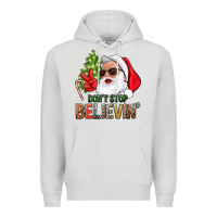 Dove Grey Don't Stop Believing Santa Premium Hoodie - BundleAndBundleShop