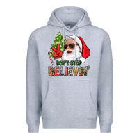 Heather Grey Don't Stop Believing Santa Premium Hoodie - BundleAndBundleShop