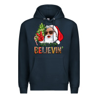 Navy Don't Stop Believing Santa Premium Hoodie - BundleAndBundleShop