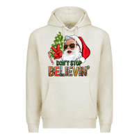 Oatmeal Heather Don't Stop Believing Santa Premium Hoodie - BundleAndBundleShop