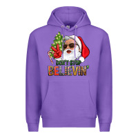 Purple Don't Stop Believing Santa Premium Hoodie - BundleAndBundleShop