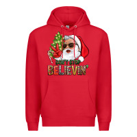 Red Don't Stop Believing Santa Premium Hoodie - BundleAndBundleShop