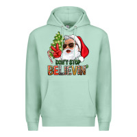 Seafoam Don't Stop Believing Santa Premium Hoodie - BundleAndBundleShop