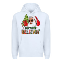 White Don't Stop Believing Santa Premium Hoodie - BundleAndBundleShop