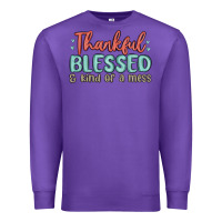 Purple thankful blessed and kind of a mess Premium Sweatshirt - MaliasSmallBusiness