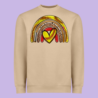 Softball Rainbow Heavyweight Sweatshirt Designed By Zillion Design Studio