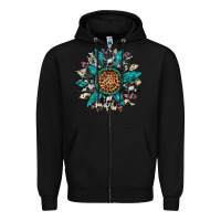 Black cowhide leopard serape gemstone  sunflower Zipper Hoodie - Artiststas