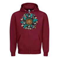 Burgundy cowhide leopard serape gemstone  sunflower Zipper Hoodie - Artiststas