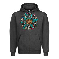 Charcoal Heather cowhide leopard serape gemstone  sunflower Zipper Hoodie - Artiststas