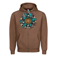 Chestnut cowhide leopard serape gemstone  sunflower Zipper Hoodie - Artiststas