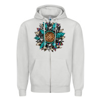 Dove Grey cowhide leopard serape gemstone  sunflower Zipper Hoodie - Artiststas