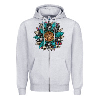 Heather Grey cowhide leopard serape gemstone  sunflower Zipper Hoodie - Artiststas