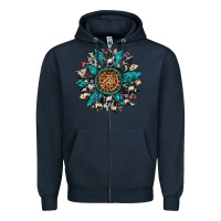 Navy cowhide leopard serape gemstone  sunflower Zipper Hoodie - Artiststas